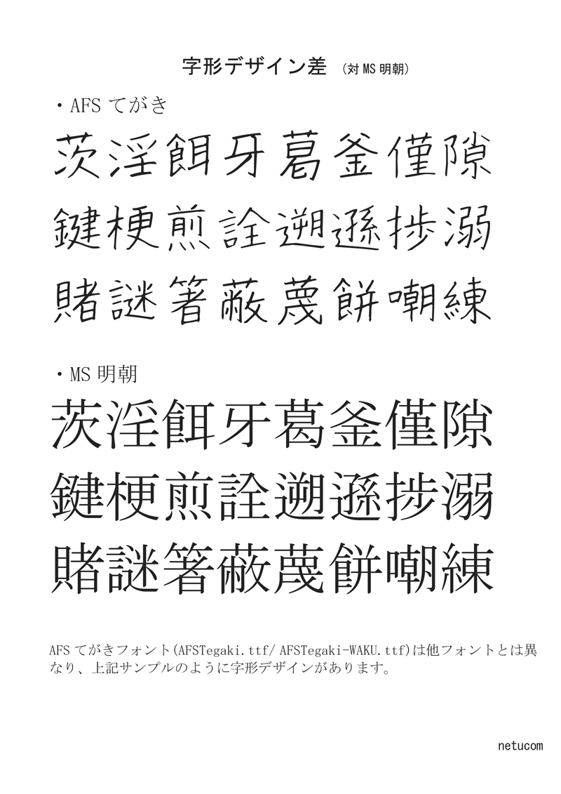 Afsてがきフォント 日本語教育バージョン 常用漢字 教育漢字 ひらがな 6書体セット 和文 欧文 デザイン書体 のダウンロード販売 フォントファクトリー